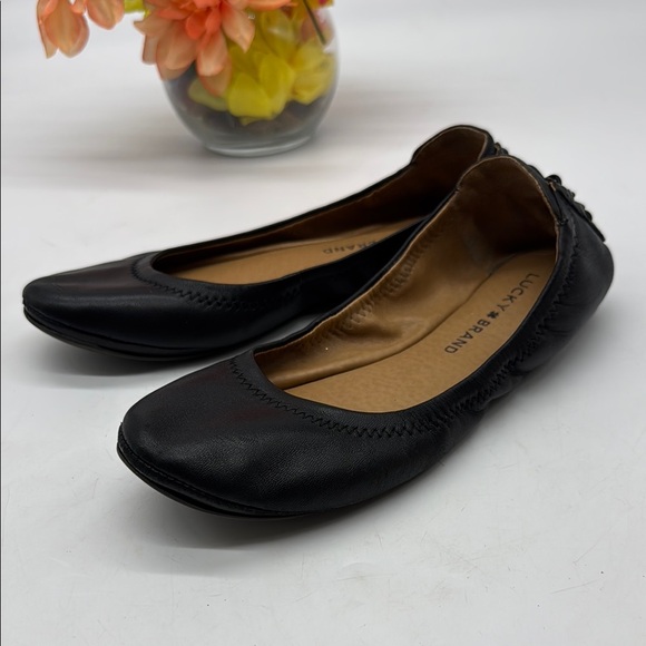 Lucky Brand Black Leather Ballet Flat Loafers Size 7 BFL8163C - Picture 1 of 6